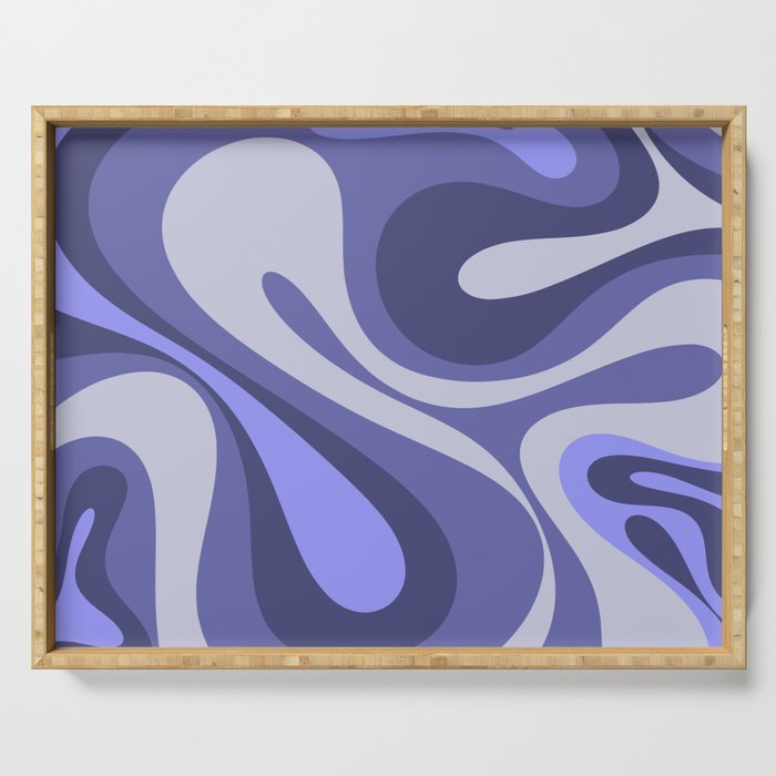 Mod Swirl Retro Abstract Pattern in Purple Periwinkle and Lavender Tones Serving Tray Gallery Image 1