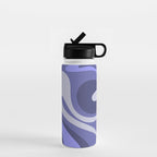Mod Swirl Retro Abstract Pattern in Purple Periwinkle and Lavender Tones Water Bottle Gallery Image 1