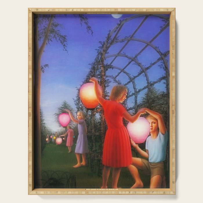 Classical Magic Realism Masterpiece 'Garden Party' by George Tooker Serving Tray Gallery Image 1