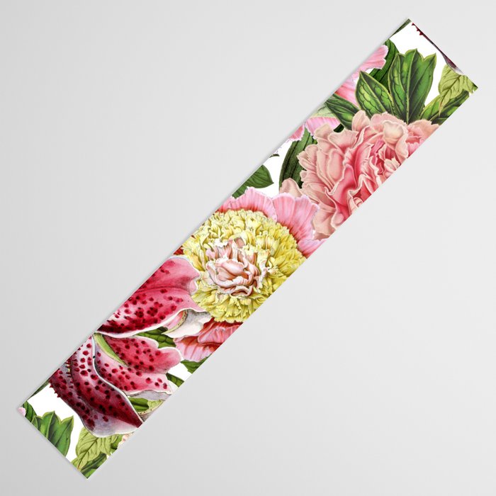 Vintage & Shabby Chic Floral Peony & Lily Flowers Watercolor Pattern Table Runner Gallery Image 3
