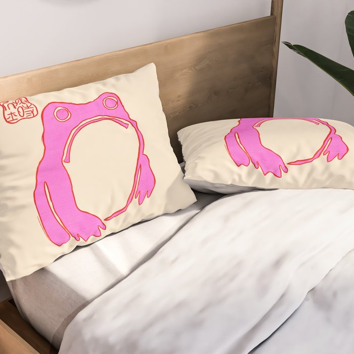 Pink Grumpy Frog Pillow Sham Gallery Image 2