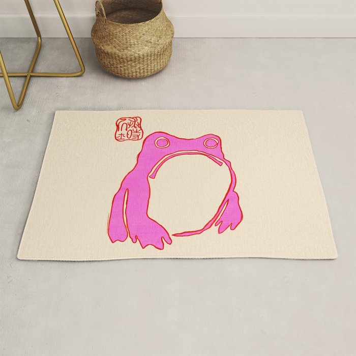 Pink Grumpy Frog Rug Gallery Image 1