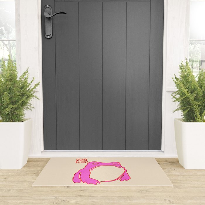 Pink Grumpy Frog Welcome Mat Gallery Image 3