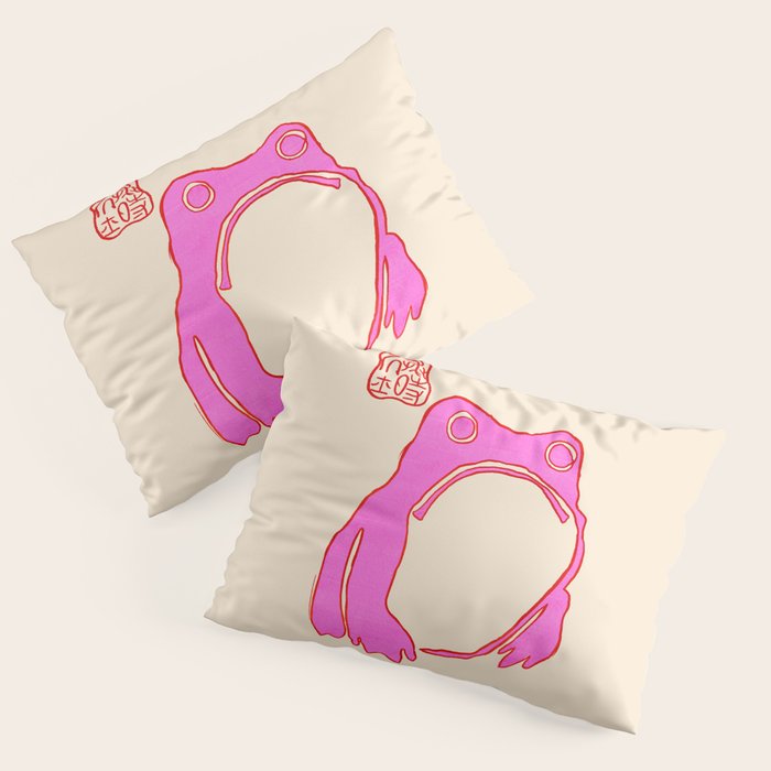 Pink Grumpy Frog Pillow Sham Gallery Image 3
