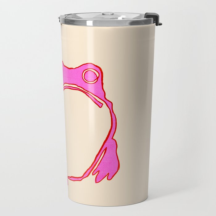 Pink Grumpy Frog Travel Mug Gallery Image 2