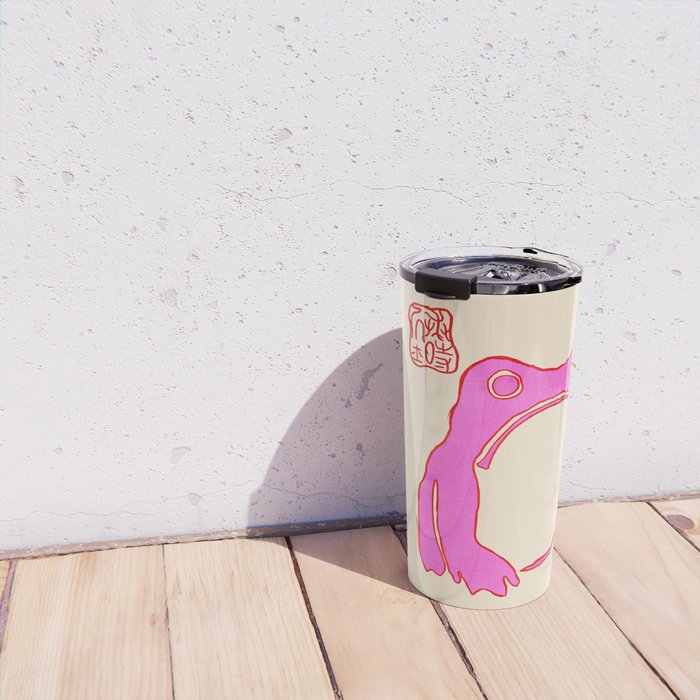 Pink Grumpy Frog Travel Mug Gallery Image 4
