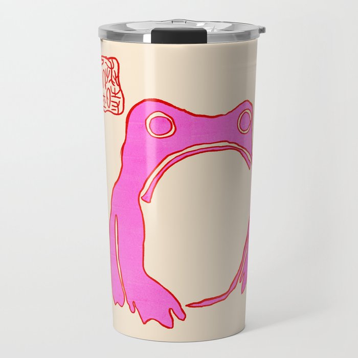 Pink Grumpy Frog Travel Mug Gallery Image 1