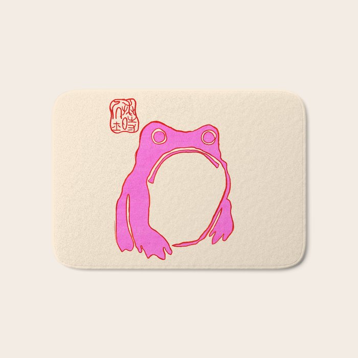 Pink Grumpy Frog Bath Mat Gallery Image 1