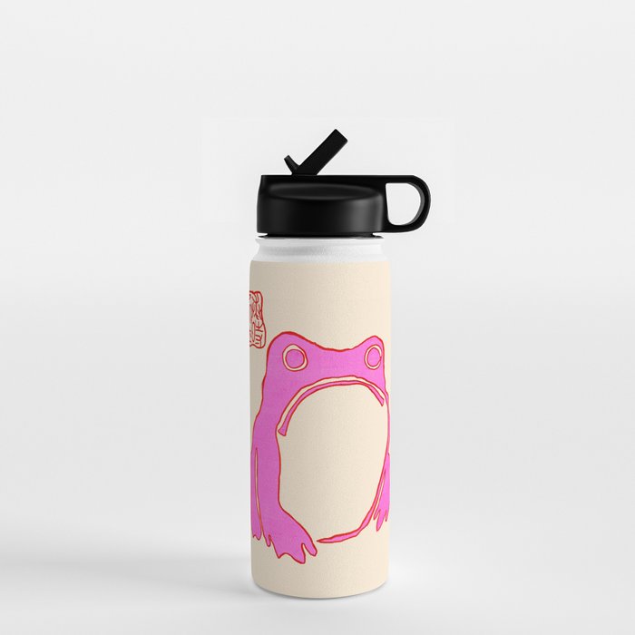 Pink Grumpy Frog Water Bottle Gallery Image 1