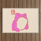 Pink Grumpy Frog Outdoor Rug Gallery Image 1