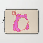 Pink Grumpy Frog Laptop Sleeve Gallery Image 1