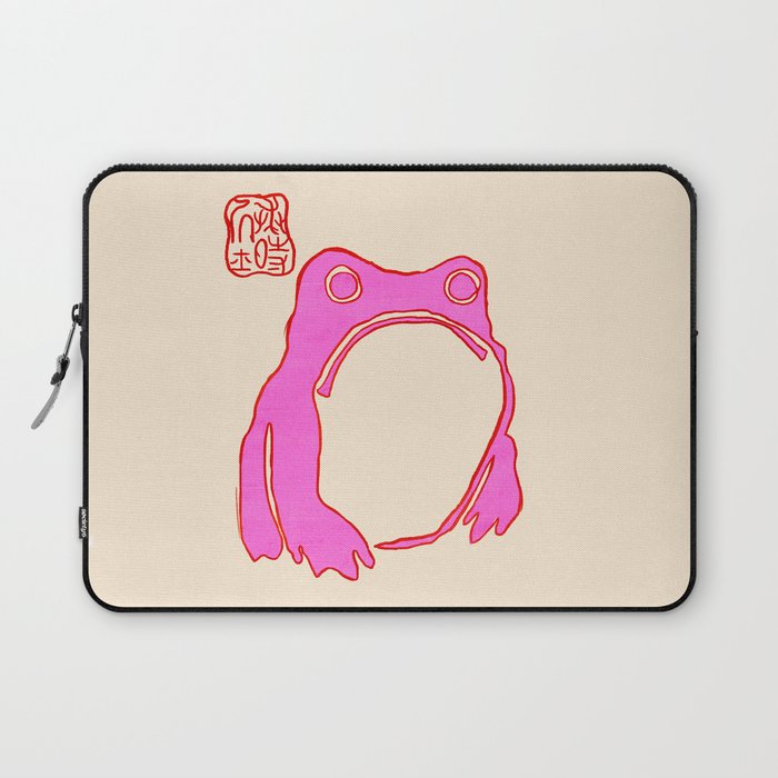 Pink Grumpy Frog Laptop Sleeve Gallery Image 1