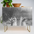 Circle Of Witches Vintage Women Dancing Black And White Credenza Gallery Image 1