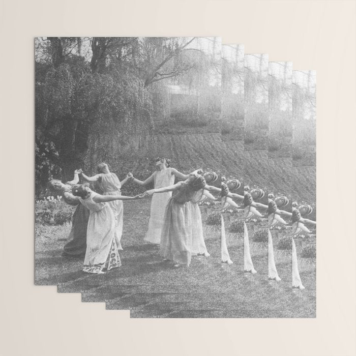 Circle Of Witches Vintage Women Dancing Black And White Wrapping Paper Gallery Image 3