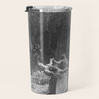 Circle Of Witches Vintage Women Dancing Black And White Travel Mug Gallery Image 3
