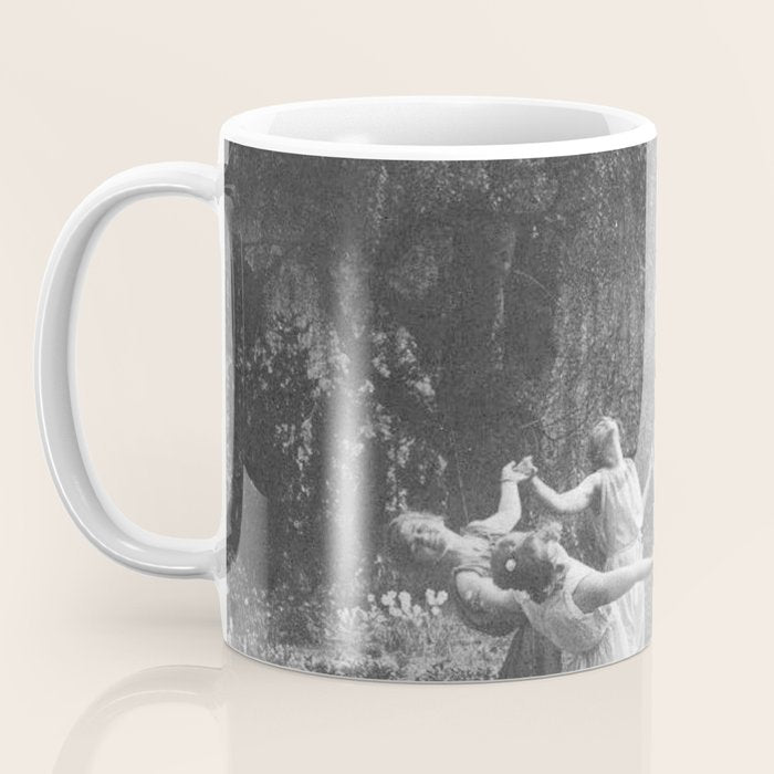 Circle Of Witches Vintage Women Dancing Black And White Coffee Mug Gallery Image 3