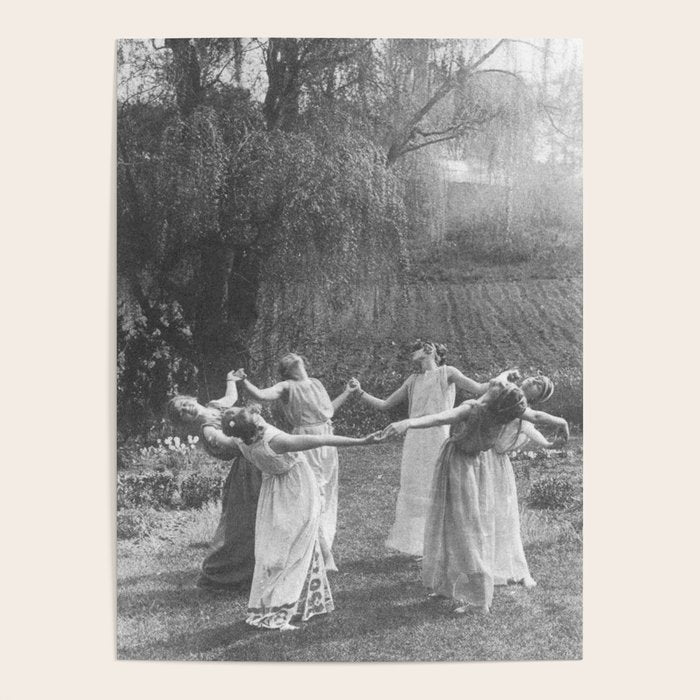 Circle Of Witches Vintage Women Dancing Black And White Poster Gallery Image 1