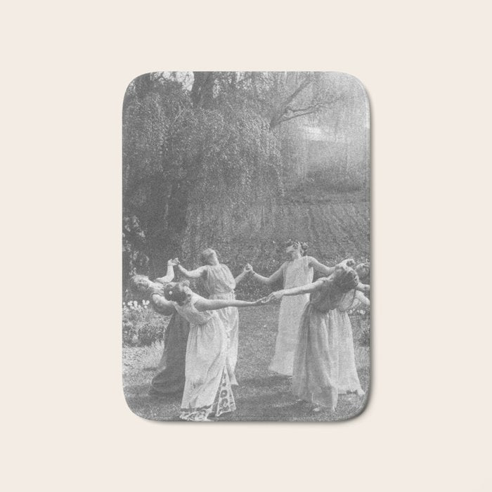 Circle Of Witches Vintage Women Dancing Black And White Bath Mat Gallery Image 1