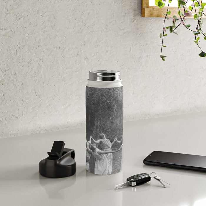 Circle Of Witches Vintage Women Dancing Black And White Water Bottle Gallery Image 4