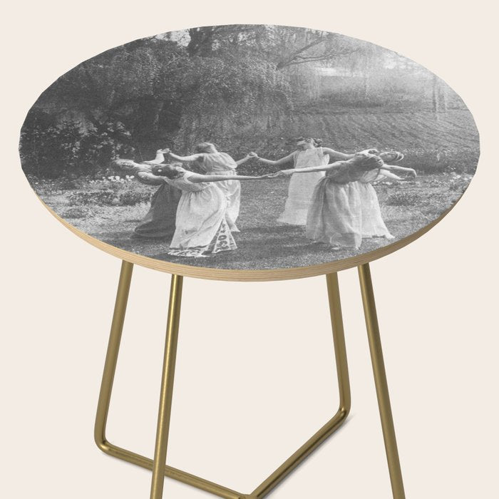 Circle Of Witches Vintage Women Dancing Black And White Side Table Gallery Image 2