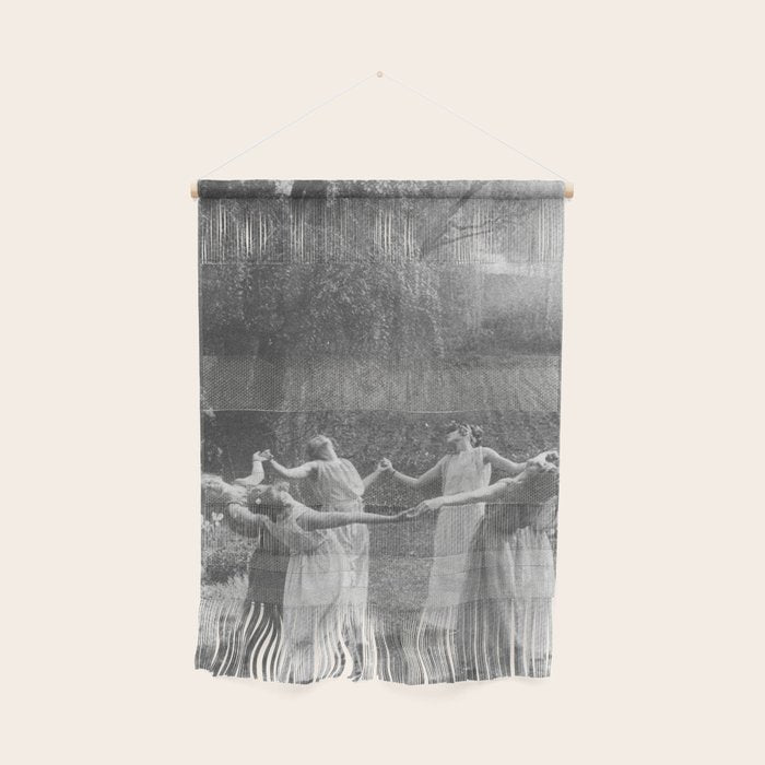 Circle Of Witches Vintage Women Dancing Black And White Wall Hanging Gallery Image 1