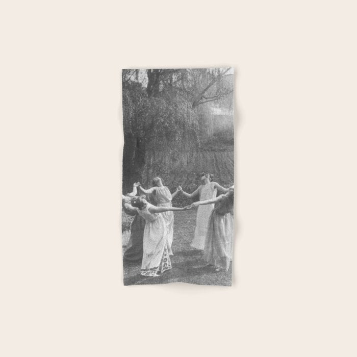 Circle Of Witches Vintage Women Dancing Black And White Bath Towel Gallery Image 1