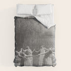 Circle Of Witches Vintage Women Dancing Black And White Comforter Gallery Image 6