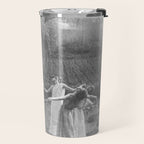 Circle Of Witches Vintage Women Dancing Black And White Travel Mug Gallery Image 2