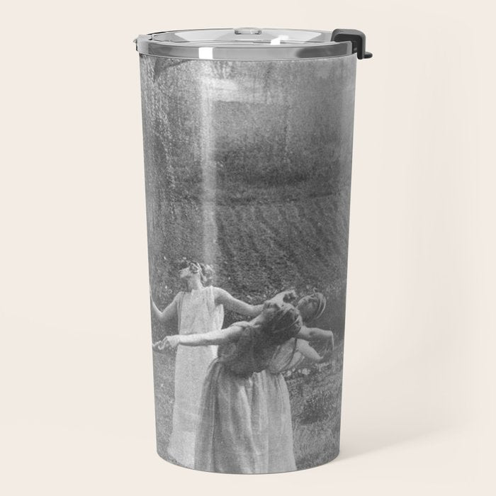 Circle Of Witches Vintage Women Dancing Black And White Travel Mug Gallery Image 2