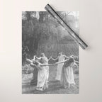 Circle Of Witches Vintage Women Dancing Black And White Wrapping Paper Gallery Image 1