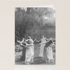 Circle Of Witches Vintage Women Dancing Black And White Stationery Card Gallery Image 2