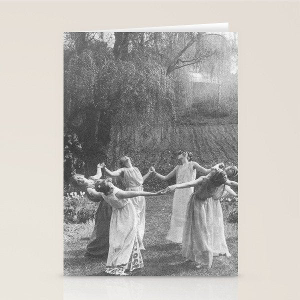 Circle Of Witches Vintage Women Dancing Black And White Stationery Card Gallery Image 2