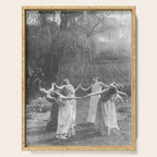 Circle Of Witches Vintage Women Dancing Black And White Serving Tray Gallery Image 1