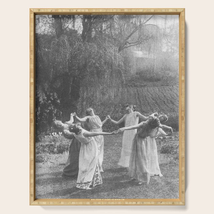 Circle Of Witches Vintage Women Dancing Black And White Serving Tray Gallery Image 1