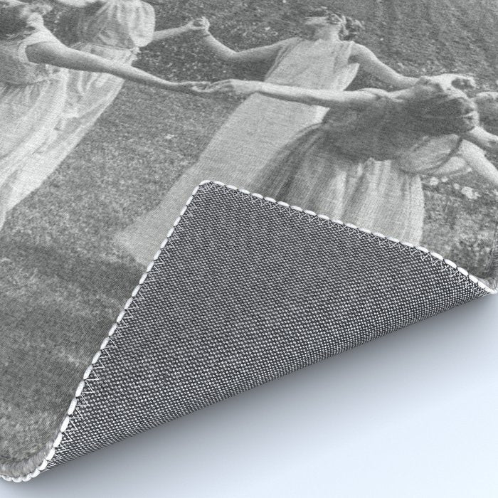 Circle Of Witches Vintage Women Dancing Black And White Rug Gallery Image 4