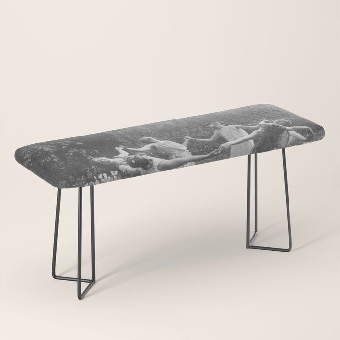 Circle Of Witches Vintage Women Dancing Black And White Bench Gallery Image 1