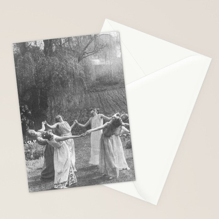 Circle Of Witches Vintage Women Dancing Black And White Stationery Card Gallery Image 2