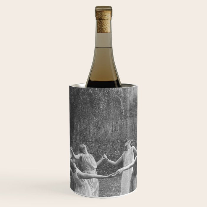 Circle Of Witches Vintage Women Dancing Black And White Wine Chiller Gallery Image 1