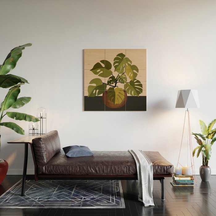 Monstera Plant In A Pot 1 Wood Wall Art Gallery Image 2