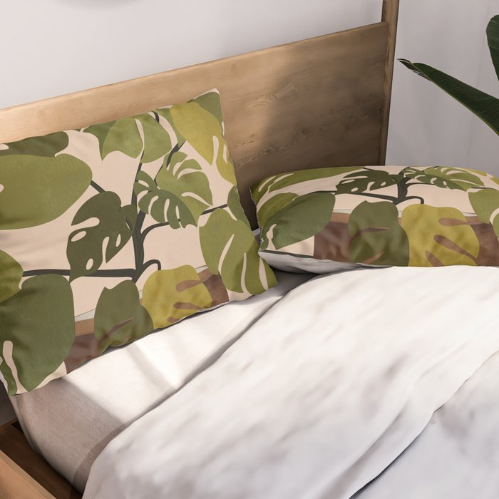 Monstera Plant In A Pot 1 Pillow Sham Gallery Image 2