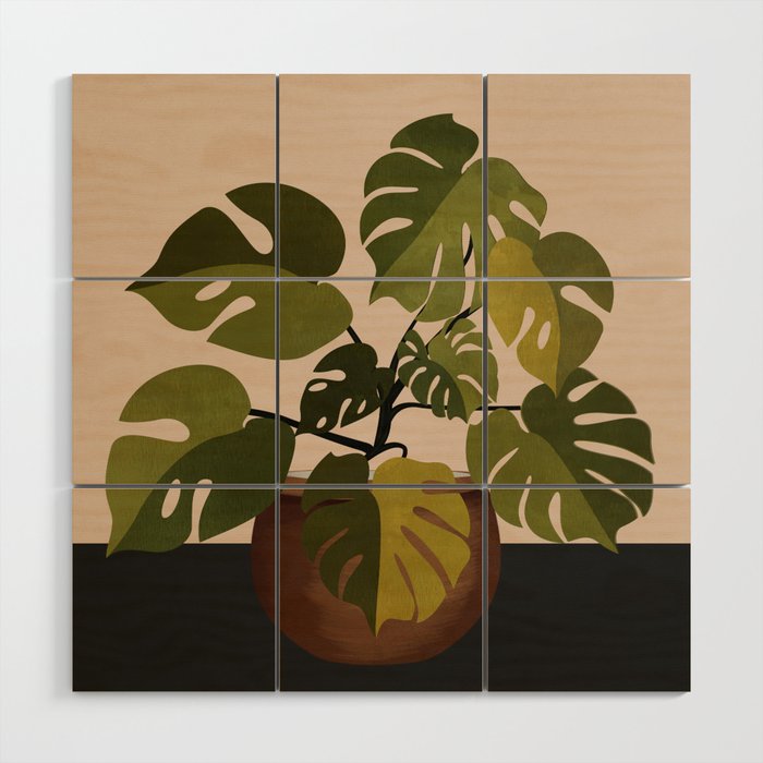 Monstera Plant In A Pot 1 Wood Wall Art Gallery Image 1