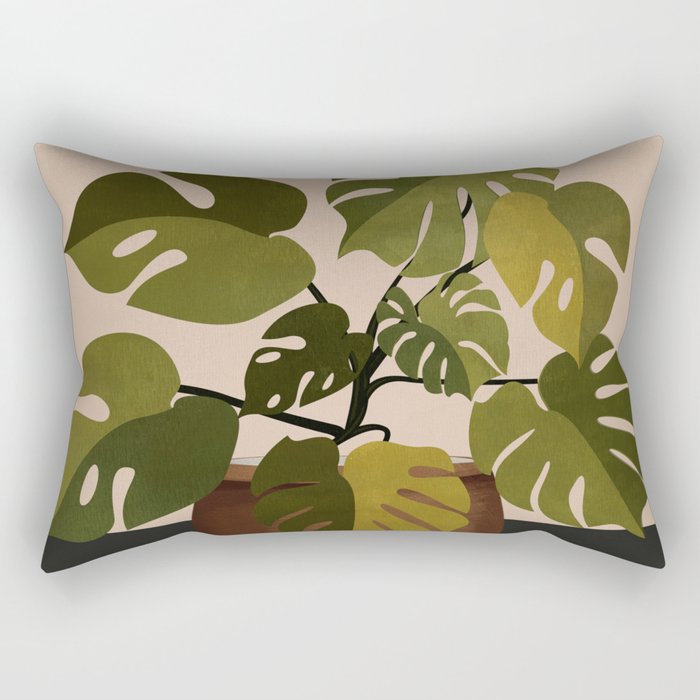 Monstera Plant In A Pot 1 Rectangular Pillow Gallery Image 2