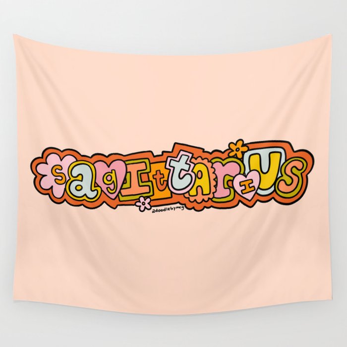 Sagittarius Doodle Letters Wall Tapestry Gallery Image 4