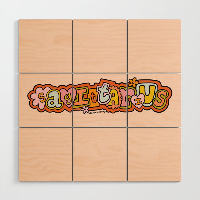 Sagittarius Doodle Letters Wood Wall Art Gallery Image 1