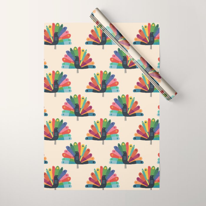 Whimsical Peacok Wrapping Paper Gallery Image 1