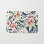 Birds in lush night garden flowers Bath Mat Gallery Image 1