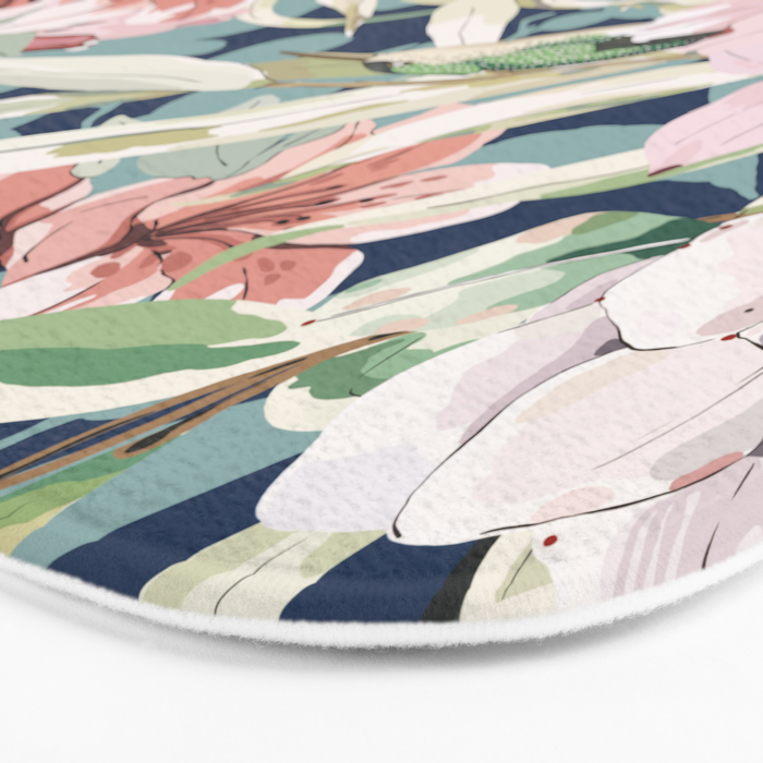 Birds in lush night garden flowers Bath Mat Gallery Image 3