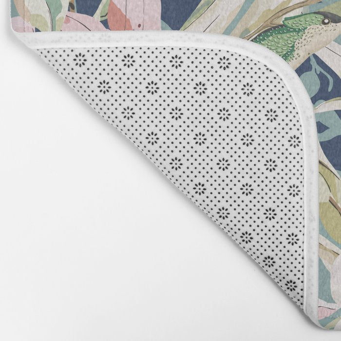Birds in lush night garden flowers Bath Mat Gallery Image 2