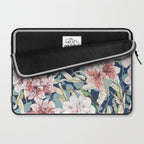 Birds in lush night garden flowers Laptop Sleeve Gallery Image 2