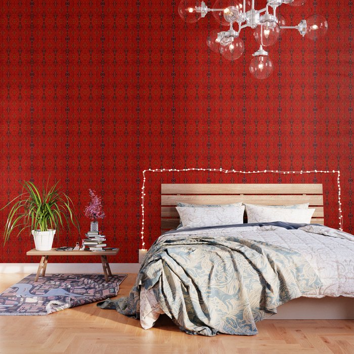 Red Oriental Heritage Bohemian Traditional Moroccan Style Wallpaper Gallery Image 3